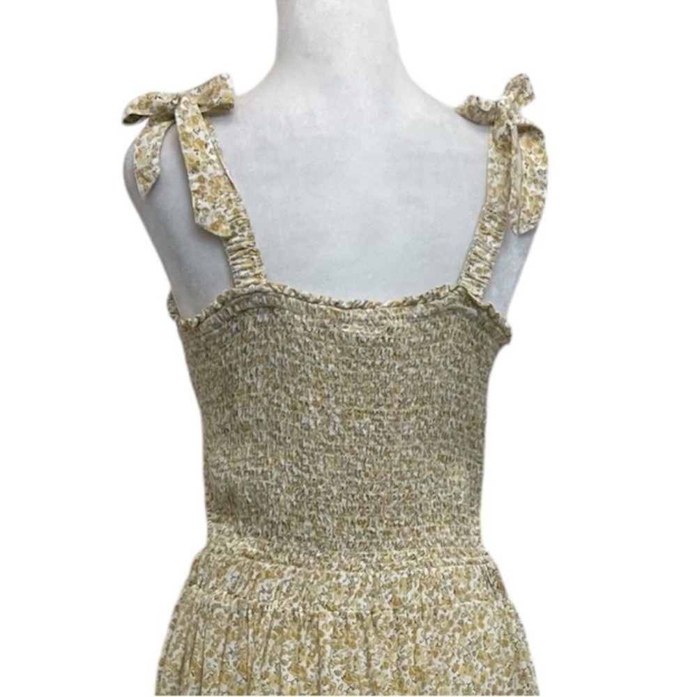 Sincerely Jules Cream & Yellow Smocked Embroidered Prairie Maxi Dress